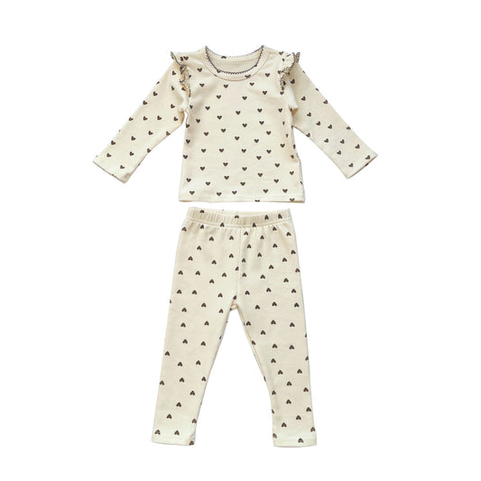 Spring and Autumn Unisex Hearts Pattern Long Sleeves Top and Pants Clothing Set, MyKids-USA®, Baby & Toddler Outfits, MyKids-USA - Size/Age - 73 (6-9M) - Color - Apricot -  -  - TR2510192136-A.