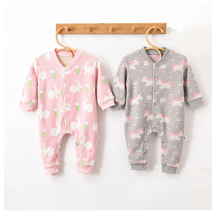Autumn and Spring Arrival Baby Girls Simple Animals Cartoon Pattern Long Sleeves Rompers, MyKids-USA®, Baby One-Pieces, MyKids-USA -  -  -  -  -  -  - 