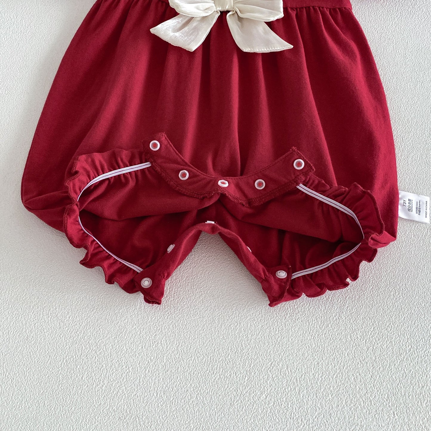 Arrival Summer Baby Kids Girls Short Sleeves Lace Trim Red Rompers