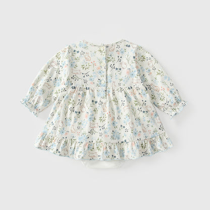Arrival Autumn Baby Girls Floral Long Sleeves Rabbit Pattern Embroidered Dress, MyKids-USA®, Baby & Toddler Dresses, MyKids-USA -  -  -  -  -  -  - 