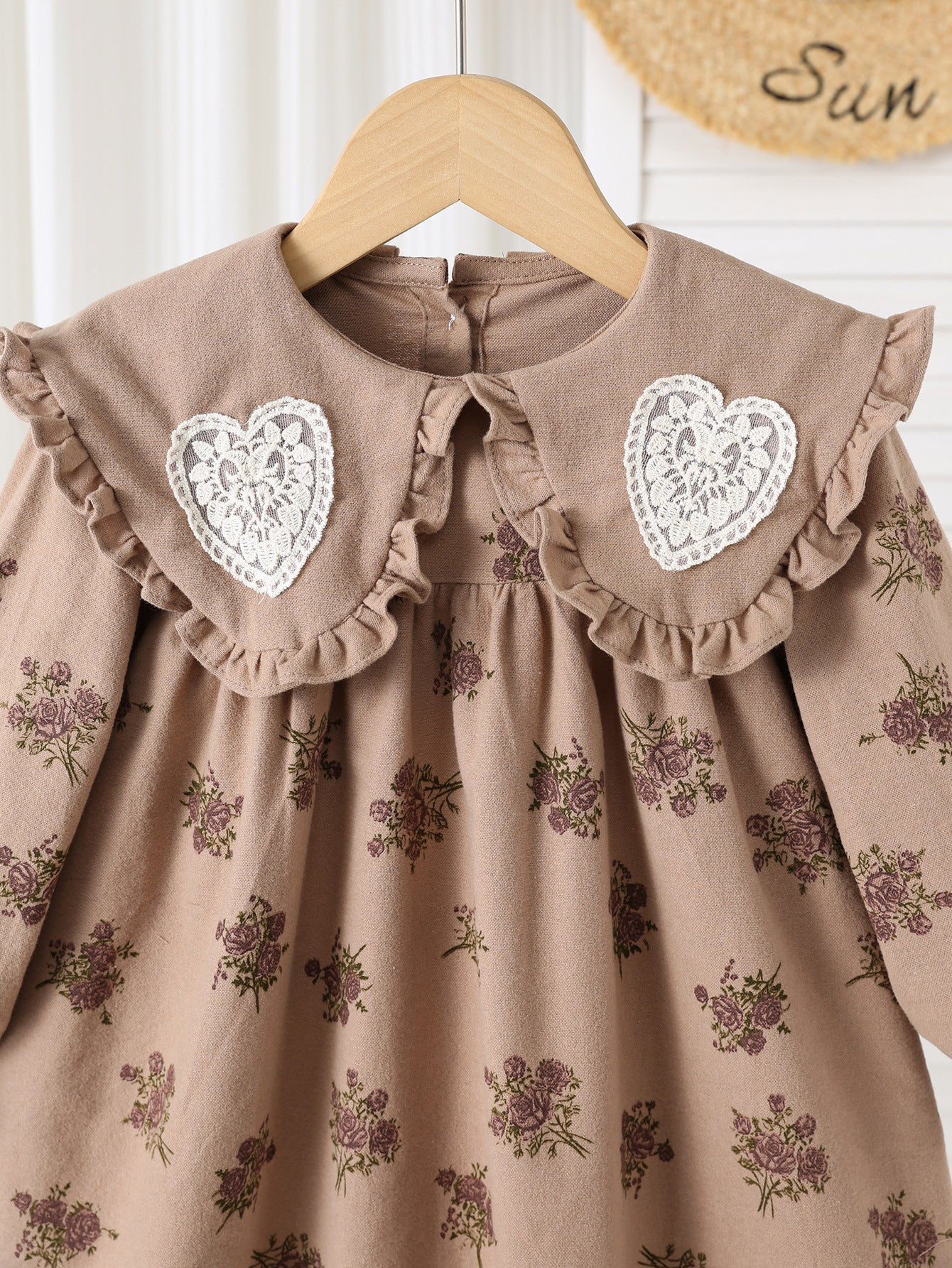 Autumn Arrival Baby Kids Girls Floral Pattern Long Sleeves Dress with Embroidered Collar, MyKids-USA®, Baby & Toddler Dresses, MyKids-USA -  -  -  -  -  -  - 