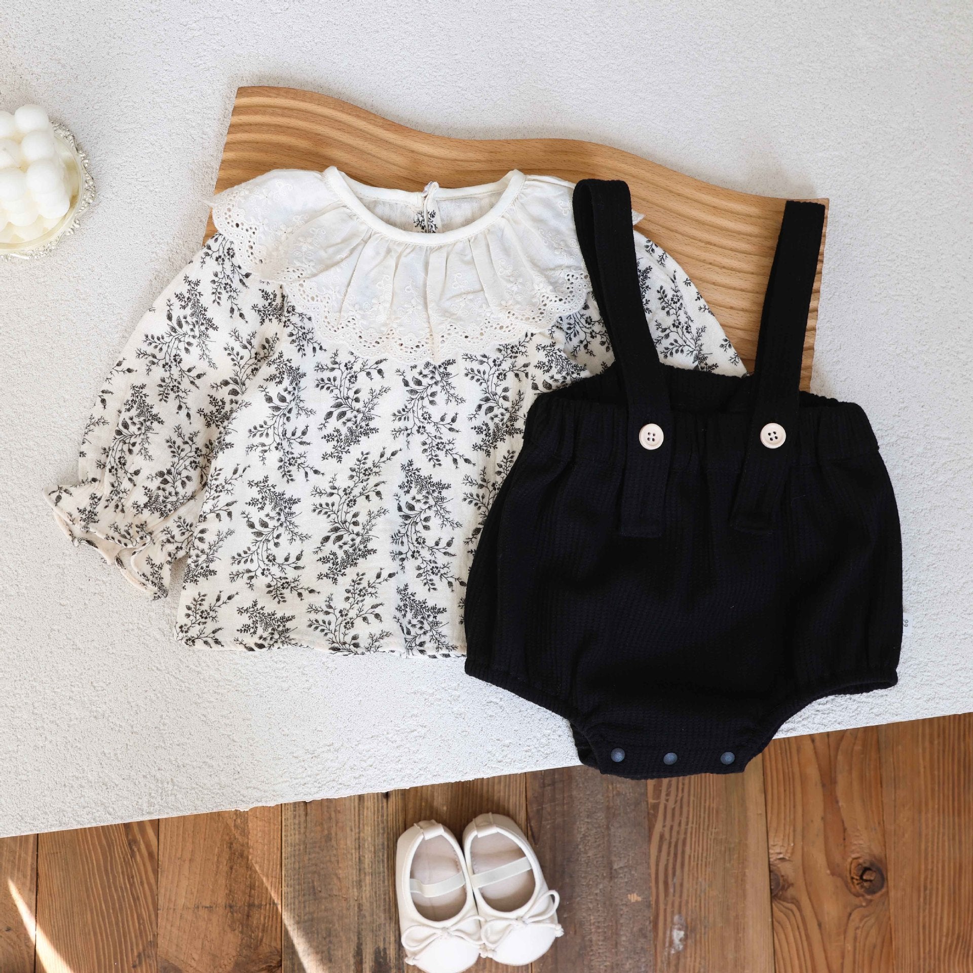 Spring and Autumn Baby Kids Girls Floral Long Sleeves Top and Black Sleeveless Ove rallsClothing Set, MyKids-USA®, Baby & Toddler Shoes, MyKids-USA -  -  -  -  -  -  - 