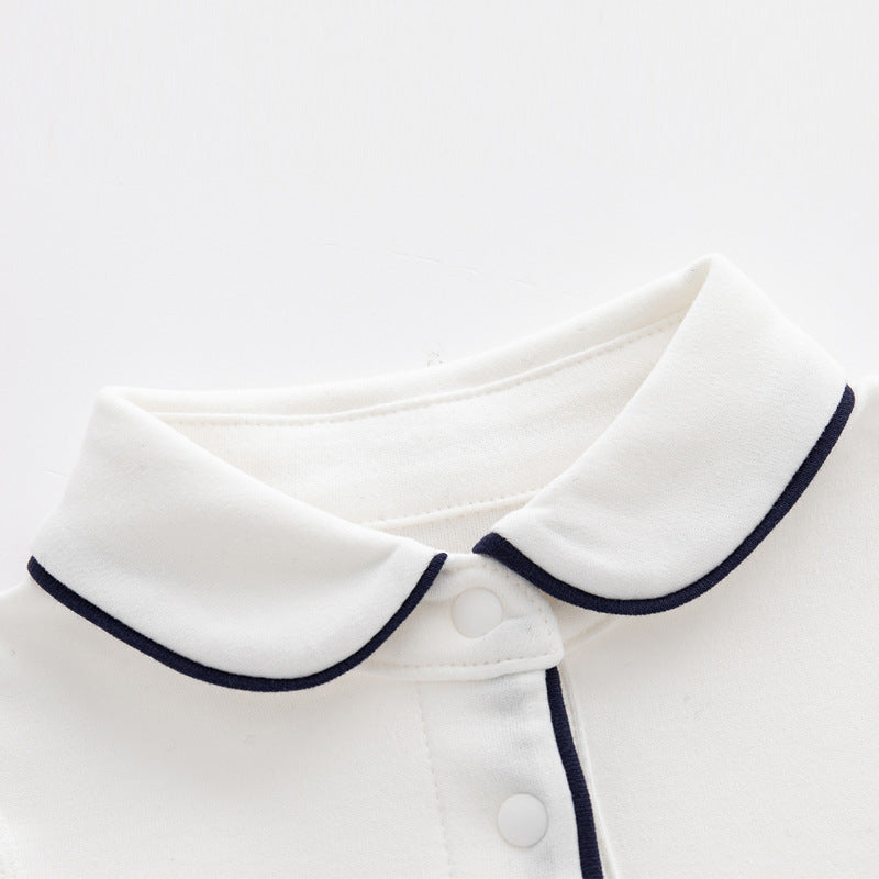 Autumn Arrival Baby Boys Long Sleeves Turn-down Collar Bodysuit