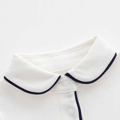 Autumn Arrival Baby Boys Long Sleeves Turn-down Collar Bodysuit