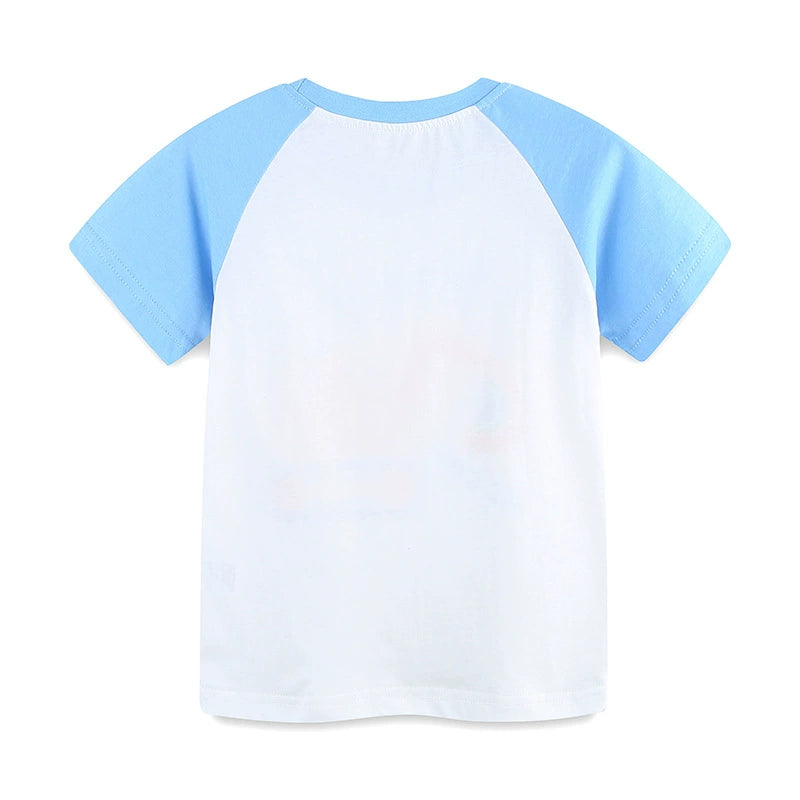 Summer Boys’ Excavator and Rainbow Cartoon Pattern T-shirt in European and American Style, MyKids-USA®, Baby & Toddler Tops, MyKids-USA -  -  -  -  -  -  - 