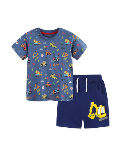 Arrival Summer Baby Kids Boys Short Sleeves Cartoon Pattern T-shirt and Shorts Clothing Set, MyKids-USA®, Baby & Children's Outfits, MyKids-USA - Size/Age - 90 (12-24M) - Color - Navy Blue (Dark Blue) -  -  - TR2605282318-A.