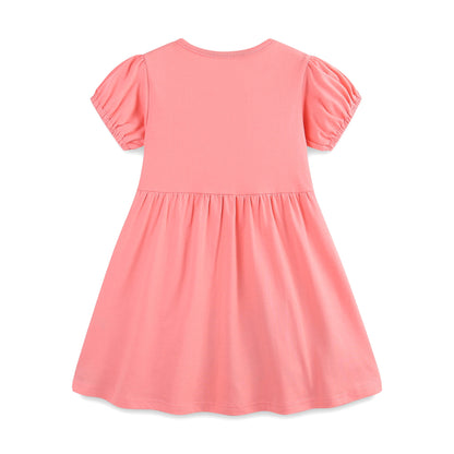 Summer Arrival Rabbits and Flowers Cartoon Pattern Short Sleeves Dress for Stylish Girls, MyKids-USA®, Baby & Toddler Dresses, MyKids-USA -  -  -  -  -  -  - 