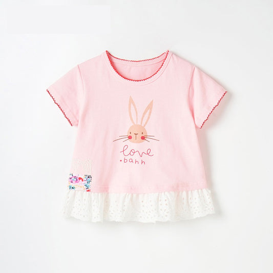 Girls’ Clothing Summer Collection – Rabbit Printing Children’s T-Shirt Dress, MyKids-USA®, Baby & Toddler Tops, MyKids-USA - Size/Age - 90 (12-24M) - Color - Pink -  -  - TR2401101559-A