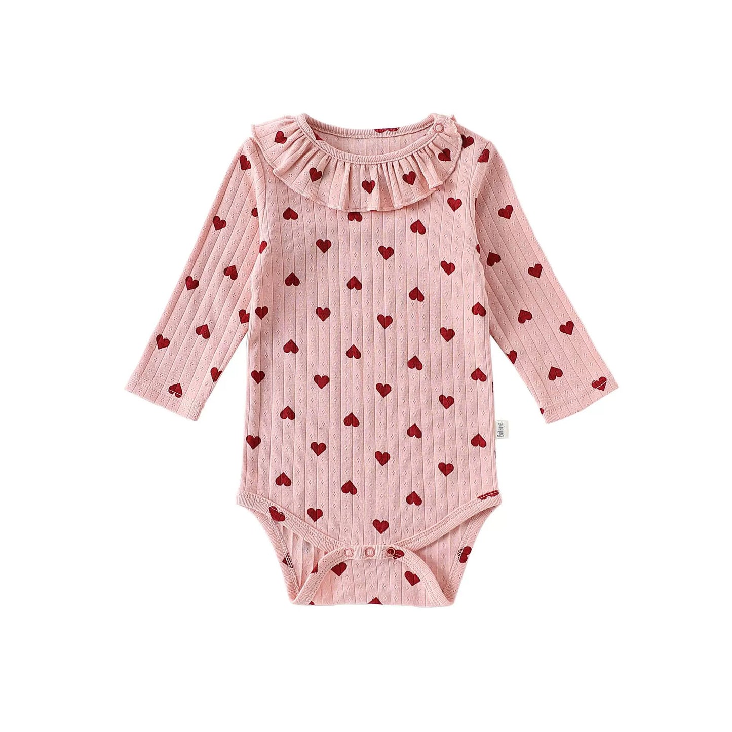 Autumn Arrival Baby Unisex Long Sleeves Casual Geometric Pattern Onesies with Ruffle Collar, MyKids-USA®, Bodysuits, MyKids-USA - Size/Age - 66 (3-6M) - Color - Pink -  -  - TR2508272352-C