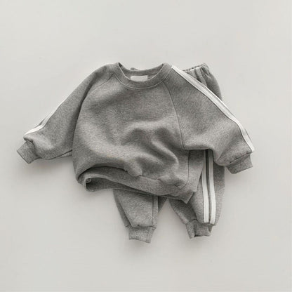 MyKids-USA® Spring and Autumn Baby Kids Unisex Long Sleeves Striped Pullover and Pants Clothing Set