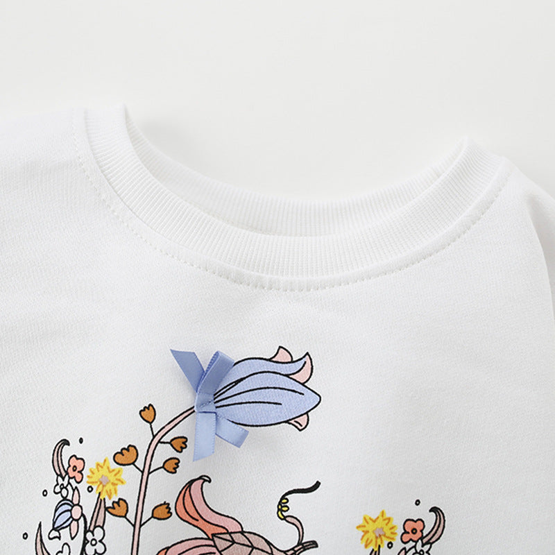 Autumn and Spring Arrival Flowers and Cartoon Pattern Long Sleeves Pullover for Stylish Girls, MyKids-USA®, Sweatshirts, MyKids-USA -  -  -  -  -  -  - 