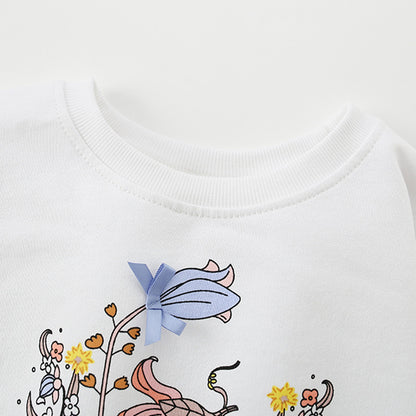 Autumn and Spring Arrival Flowers and Cartoon Pattern Long Sleeves Pullover for Stylish Girls, MyKids-USA®, Sweatshirts, MyKids-USA -  -  -  -  -  -  - 