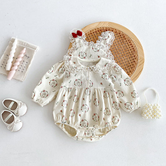 Autumn Arrival Baby Girls Long Sleeves Rabbits and Flowers Pattern Onesies, MyKids-USA®, Baby One-Pieces, MyKids-USA -  -  -  -  -  -  - 