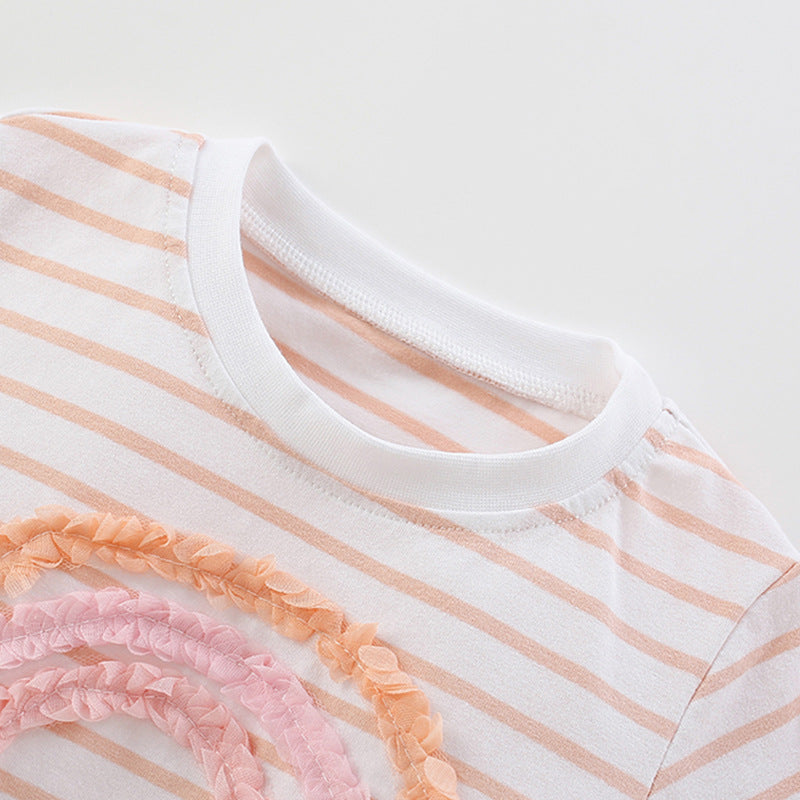 Summer Baby Kids Rainbow Pattern Striped T-shirt and Pink Shorts Clothing Set for Girls, MyKids-USA®, Baby & Toddler Outfits, MyKids-USA -  -  -  -  -  -  - 