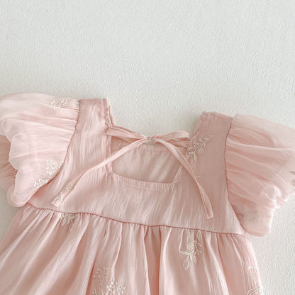 Summer Arrival Baby Girls Cute Pink Short Sleeves Flowers Embroidered Onesies, MyKids-USA®, Baby One-Pieces, MyKids-USA -  -  -  -  -  -  - 