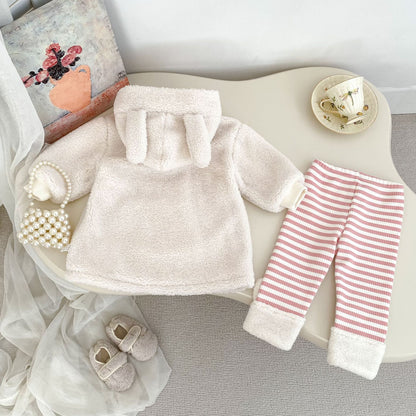 Winter Baby Kids Girls Long Sleeves Cartoon Pattern Fluffy Hoodies and Striped Pants Clothing Set, MyKids-USA®, Baby & Toddler Outfits, MyKids-USA -  -  -  -  -  -  - 