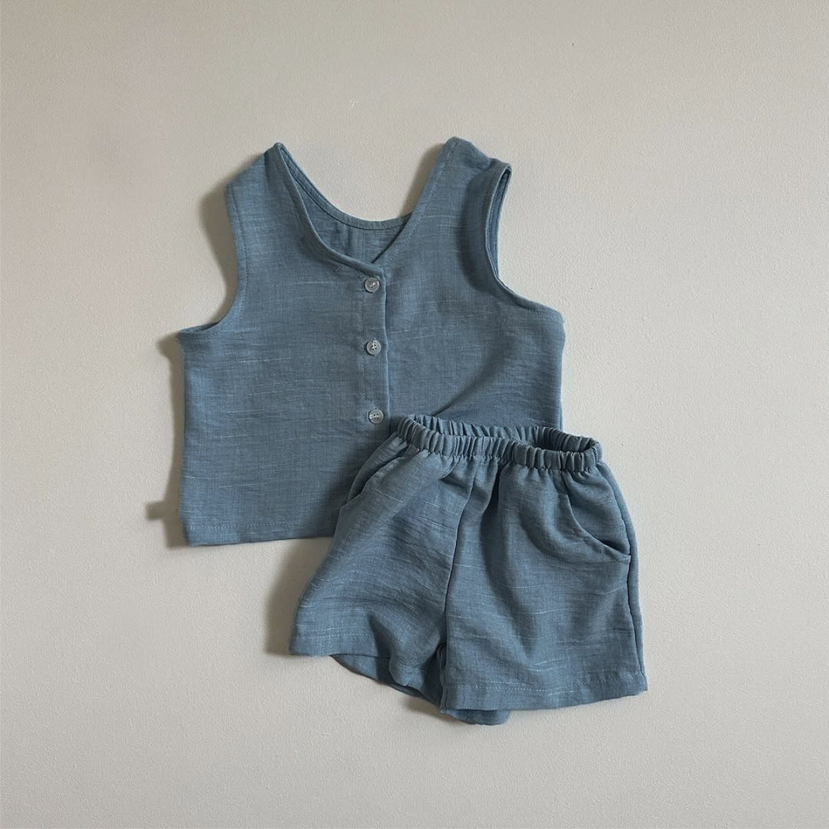 Summer Hot Selling Baby Kids Unisex Sleeveless Single Breasted Top Vest and Shorts Casual Clothing Set, MyKids-USA®, Baby & Toddler Outfits, MyKids-USA - Size/Age - 73 (6-9M) - Color - Blue -  -  - TR2505212318-A