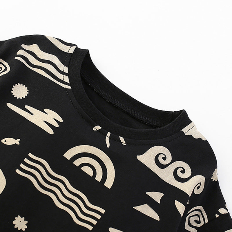 Summer Baby Kids Casual Geometric Pattern T-shirt and Shorts Clothing Set for Boys, MyKids-USA®, Baby & Toddler Outfits, MyKids-USA -  -  -  -  -  -  - 