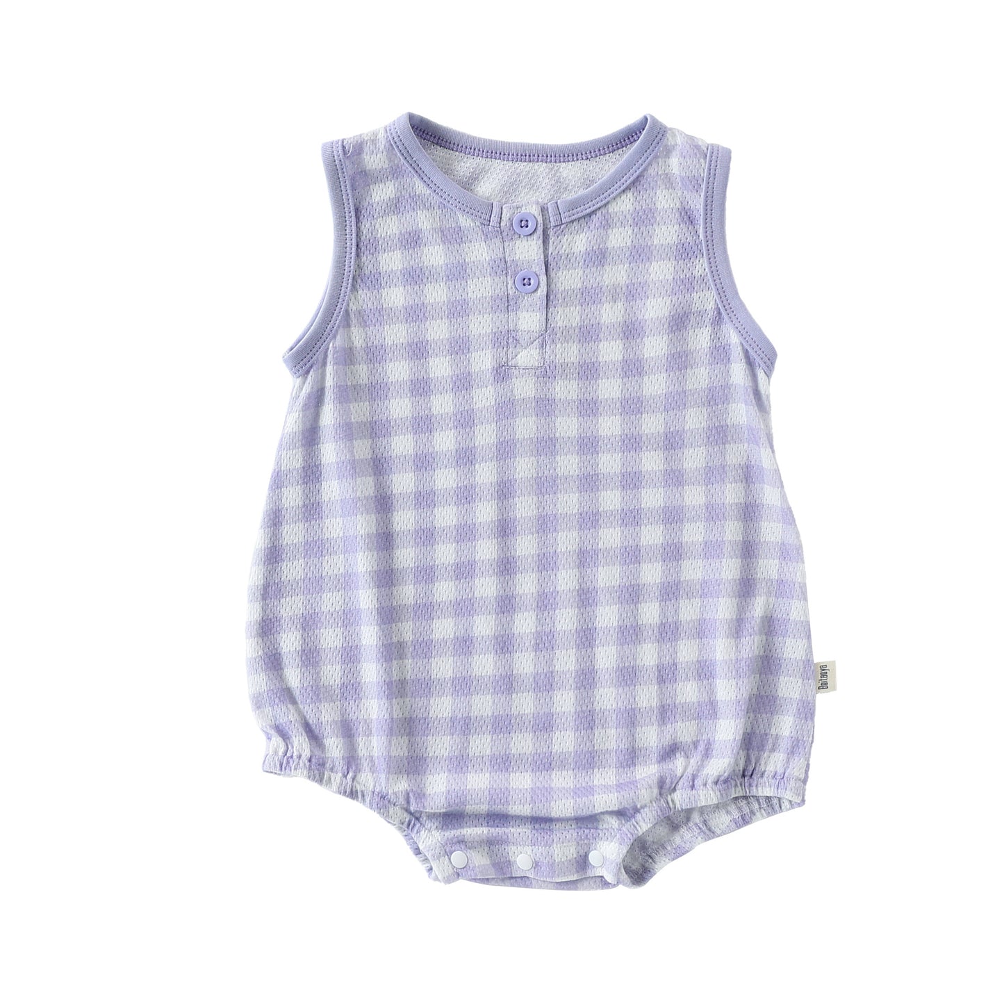 Summer Arrival Baby Boys and Girls Sleeveless Plaid Pattern Bodysuit, MyKids-USA®, Bodysuits, MyKids-USA - Size/Age - 66 (3-6M) - Color - Purple -  -  - TR2604262337-C.