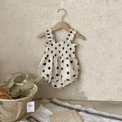 Baby Girl Dot Pattern Sling Onesie & Dress In Summer, MyKids-USA®, Baby & Toddler Outfits, MyKids-USA - Size/Age - 66 (3-6M) - Color - Beige -  -  - JM2305212126-B