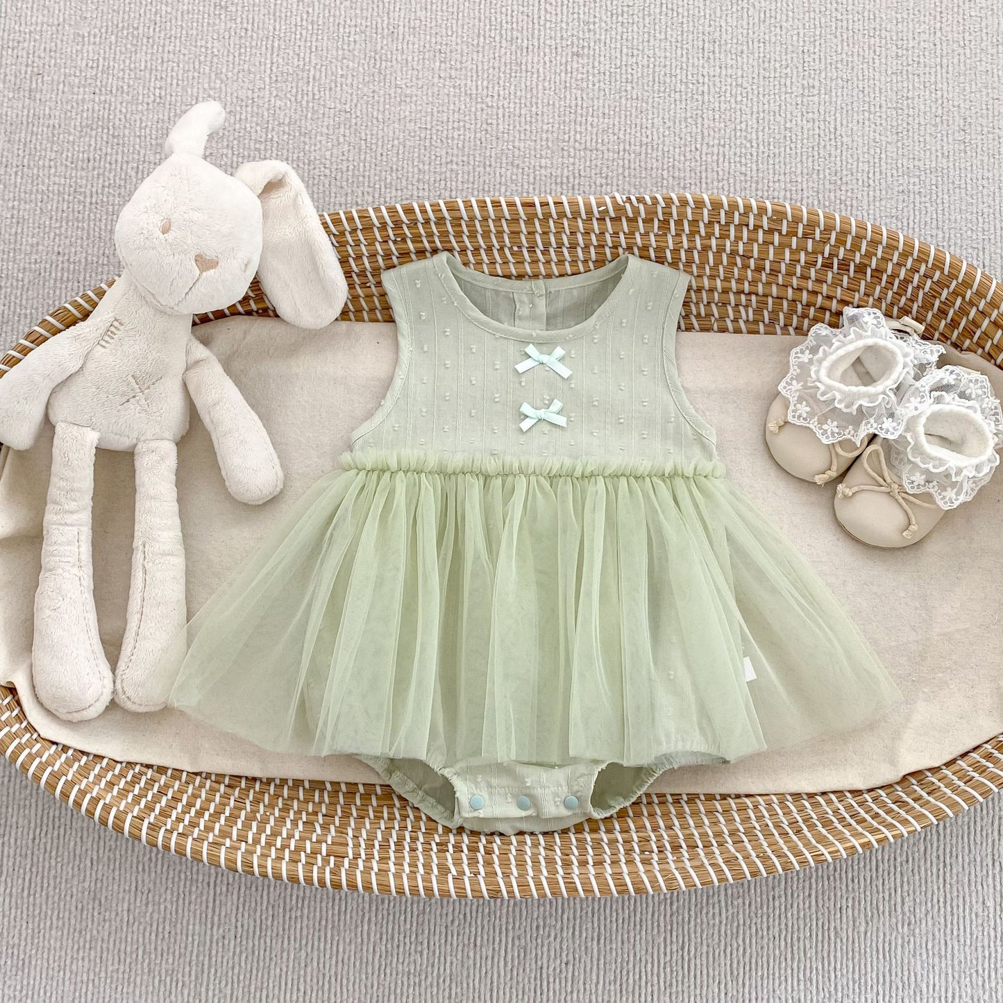 Summer Arrival Baby Girls Sleeveless Dots Pattern Tulle Patchwork Bodysuit, MyKids-USA®, Baby & Children's One-Pieces, MyKids-USA - Size/Age - 66 (3-6M) - Color - Green -  -  - TR2605172357-A.