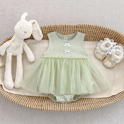Summer Arrival Baby Girls Sleeveless Dots Pattern Tulle Patchwork Bodysuit, MyKids-USA®, Baby & Children's One-Pieces, MyKids-USA - Size/Age - 66 (3-6M) - Color - Green -  -  - TR2605172357-A.