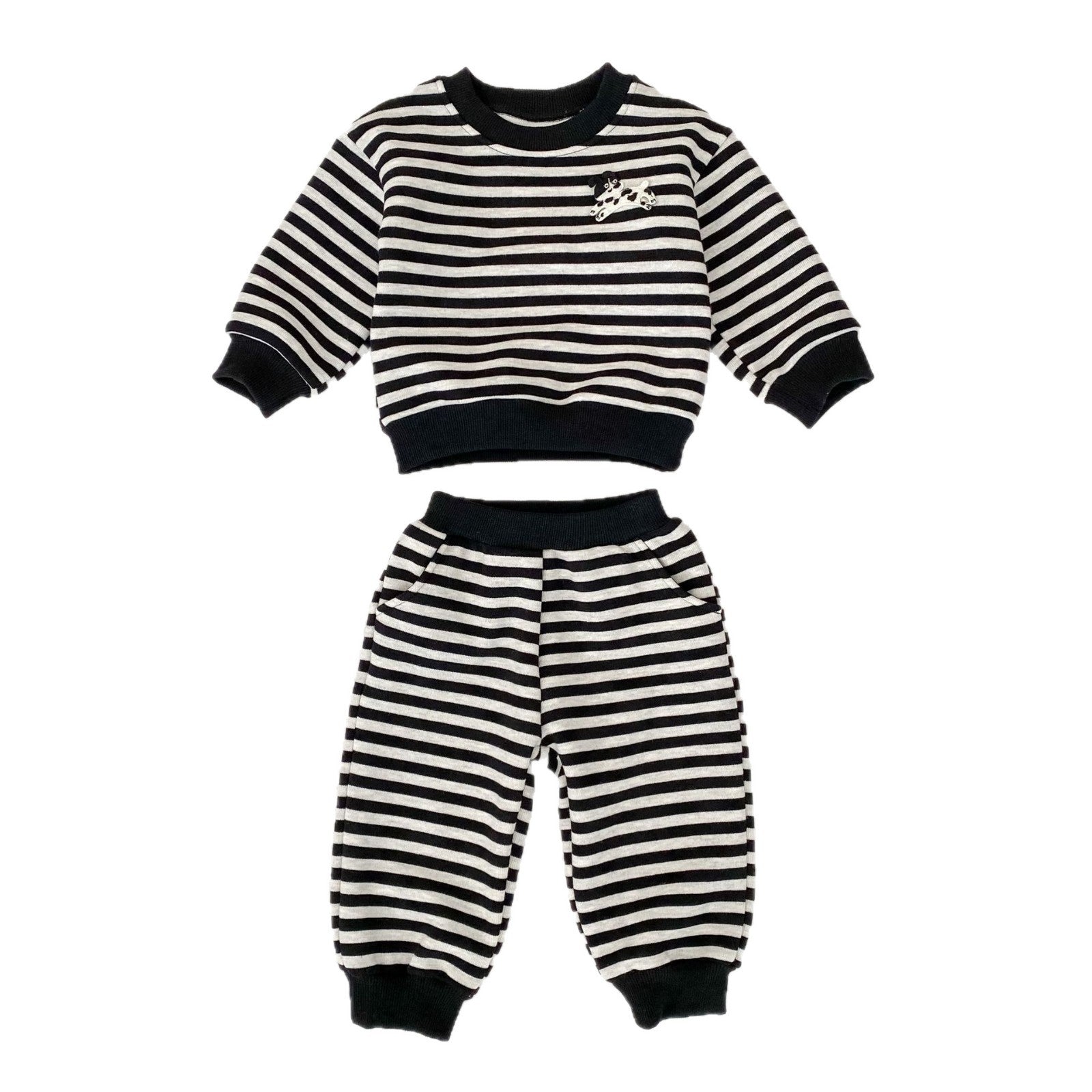 Spring and Autumn Baby Kids Boys Cartoon Pattern Striped Pullover and Pants, MyKids-USA®, Baby & Toddler Outfits, MyKids-USA - Size/Age - 73 (6-9M) - Color - Navy Blue (Dark Blue) -  -  - TR2509102241-A