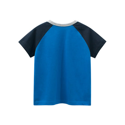 Summer Boys’ Letters Pattern Color Patchwork T-shirt in European and American Style, MyKids-USA®, T-Shirts, MyKids-USA -  -  -  -  -  -  - .