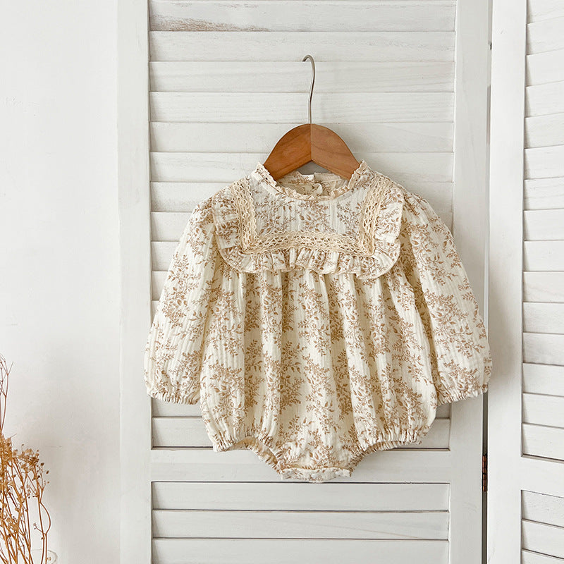 Spring Baby Girls French-style Floral Long-sleeved Onesies and Dress – Princess Sister Matching Set, MyKids-USA®, Baby & Toddler Outfits, MyKids-USA -  -  -  -  -  -  - 