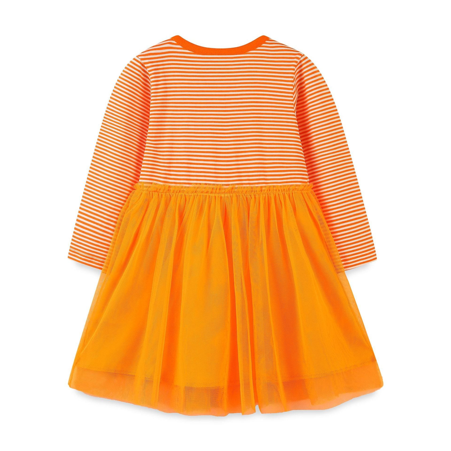 MyKids-USA Striped Embroidered Tulle Dress: Halloween Edition For Girls 90 (12-24M) / Purple