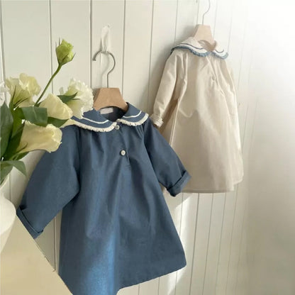 MyKids-USA® Autumn Arrival Baby Kids Girls Long Sleeves Preppy Collar Dress