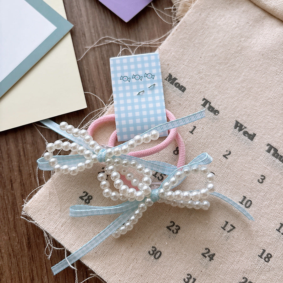 Collection of 2 Versatile Sweet Beaded Hair Ties, MyKids-USA®, Ponytail Holders, MyKids-USA - Size/Age - Average Size (0-12Y） - Color - Blue -  -  - TR2601081519-A.