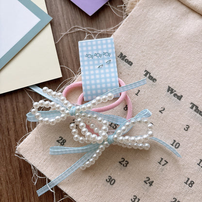 Collection of 2 Versatile Sweet Beaded Hair Ties, MyKids-USA®, Ponytail Holders, MyKids-USA - Size/Age - Average Size (0-12Y） - Color - Blue -  -  - TR2601081519-A.