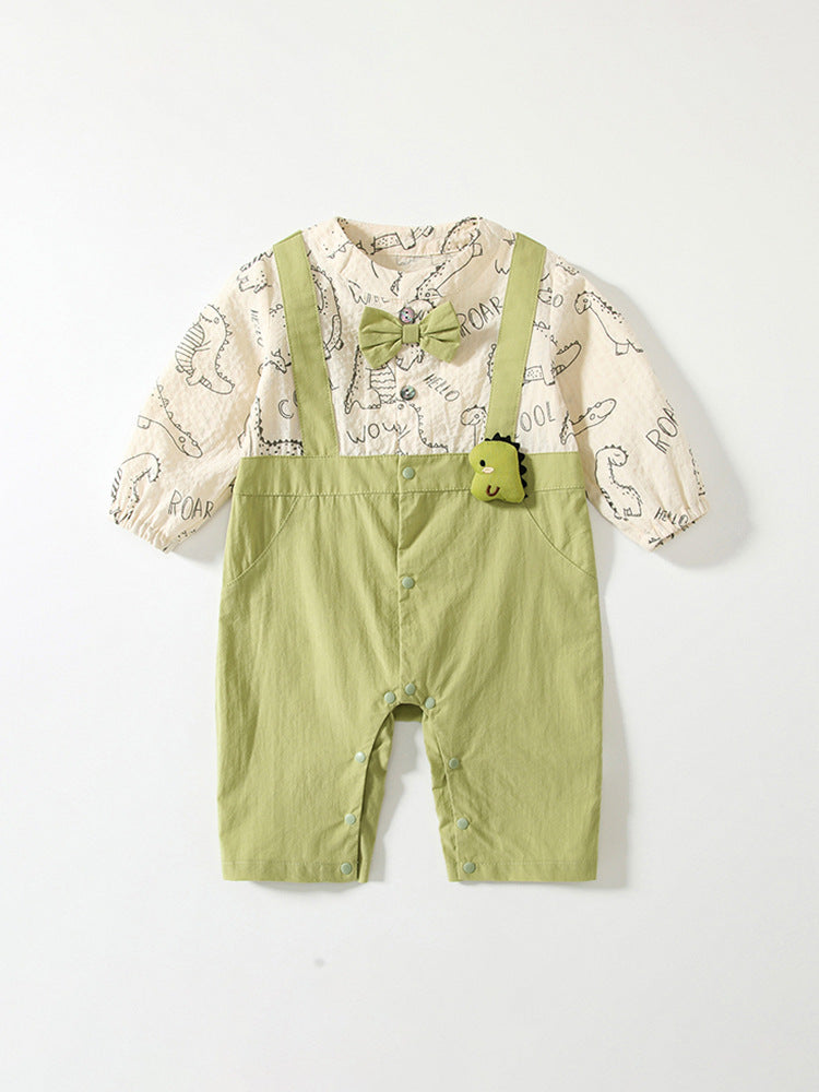Spring Arrival Baby Boys Cartoon Dinosaur Pattern Color Patchwork Romper, MyKids-USA®, Baby One-Pieces, MyKids-USA -  -  -  -  -  -  - 