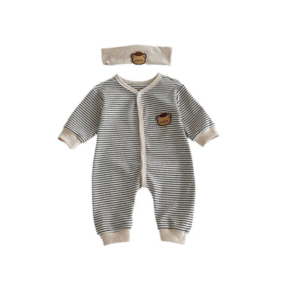 Autumn Arrival Baby Unisex Long Sleeves Striped Pattern Single Breasted Rompers, MyKids-USA®, Baby One-Pieces, MyKids-USA - Size/Age - 66 (3-6M) - Color - Blue -  -  - TR2509142323-A