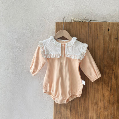 MyKids-USA® Autumn Arrival Lace Trim Collar Baby Kids Girls Princess Long Sleeves Bodysuit