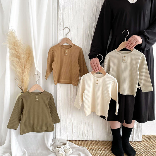 Autumn and Spring Arrival Baby Kids Unisex Long Sleeves Solid Color Casual Top, MyKids-USA®, Baby & Toddler Tops, MyKids-USA -  -  -  -  -  -  - 