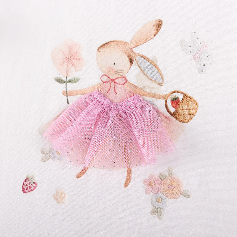 Summer Hot Selling Baby Kids Girls Fly Sleeves Cartoon Pattern T-shirt and Pants Clothing Set