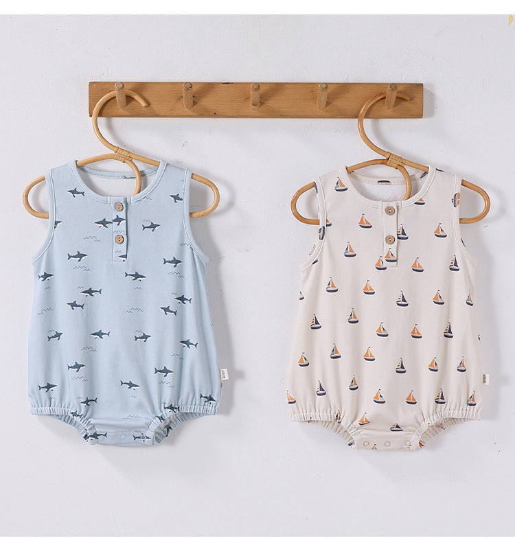 Summer Arrival Baby Boys and Girls Sleeveless Marine Pattern Bodysuit, MyKids-USA®, Baby & Children's One-Pieces, MyKids-USA® -  -  -  -  -  -  - .