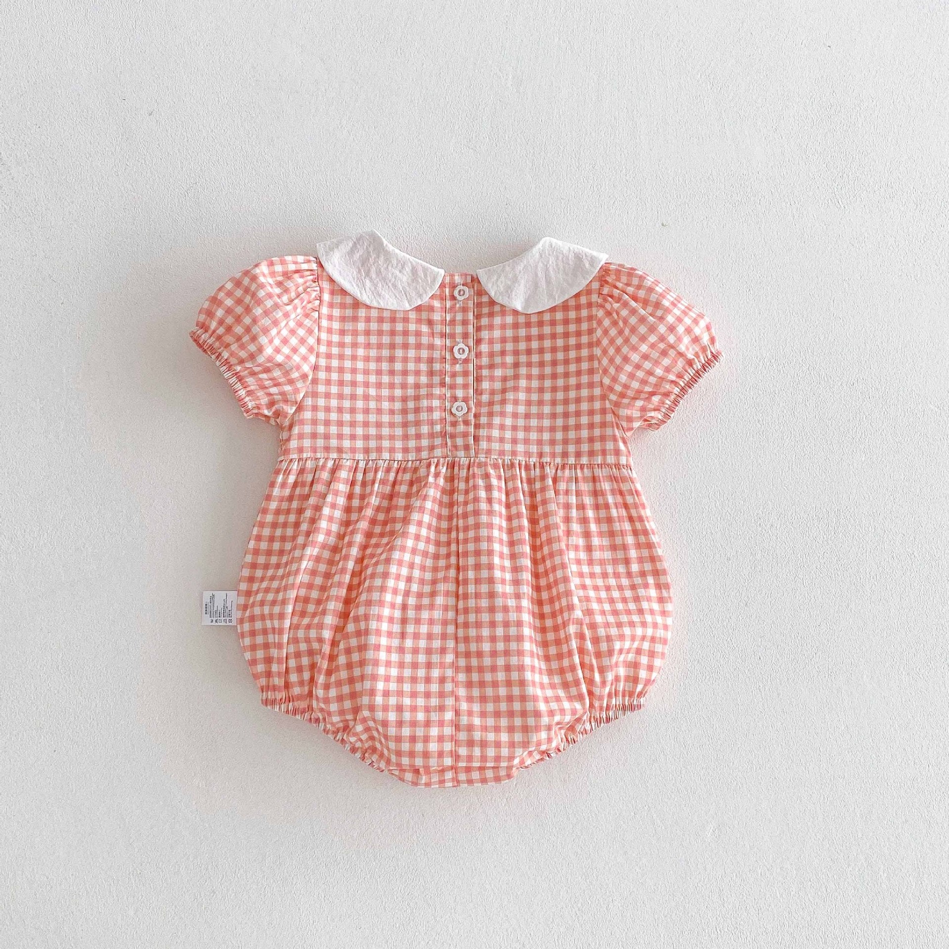 Summer Arrival Baby Girls Cute Plaid Short Sleeves Teddy Pattern Onesies, MyKids-USA®, Baby One-Pieces, MyKids-USA -  -  -  -  -  -  - 