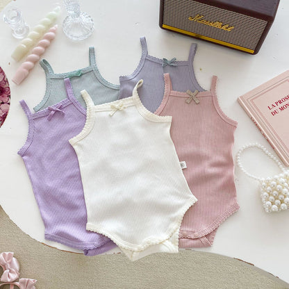 Summer Hot Selling Baby Girls Simple Thin Solid Color Soft Onesies