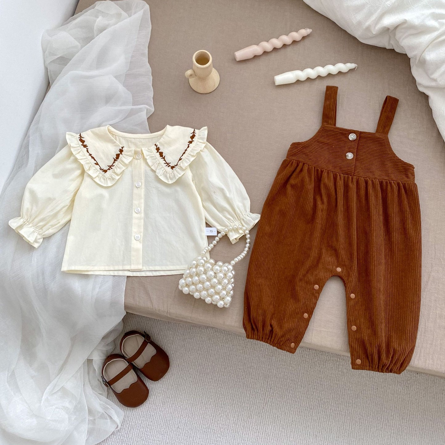 Arrival Baby Kids Girls Flowers Pattern Long Sleeves Top and Brown Overalls Strap Rompers, MyKids-USA®, Baby One-Pieces, MyKids-USA -  -  -  -  -  -  - 