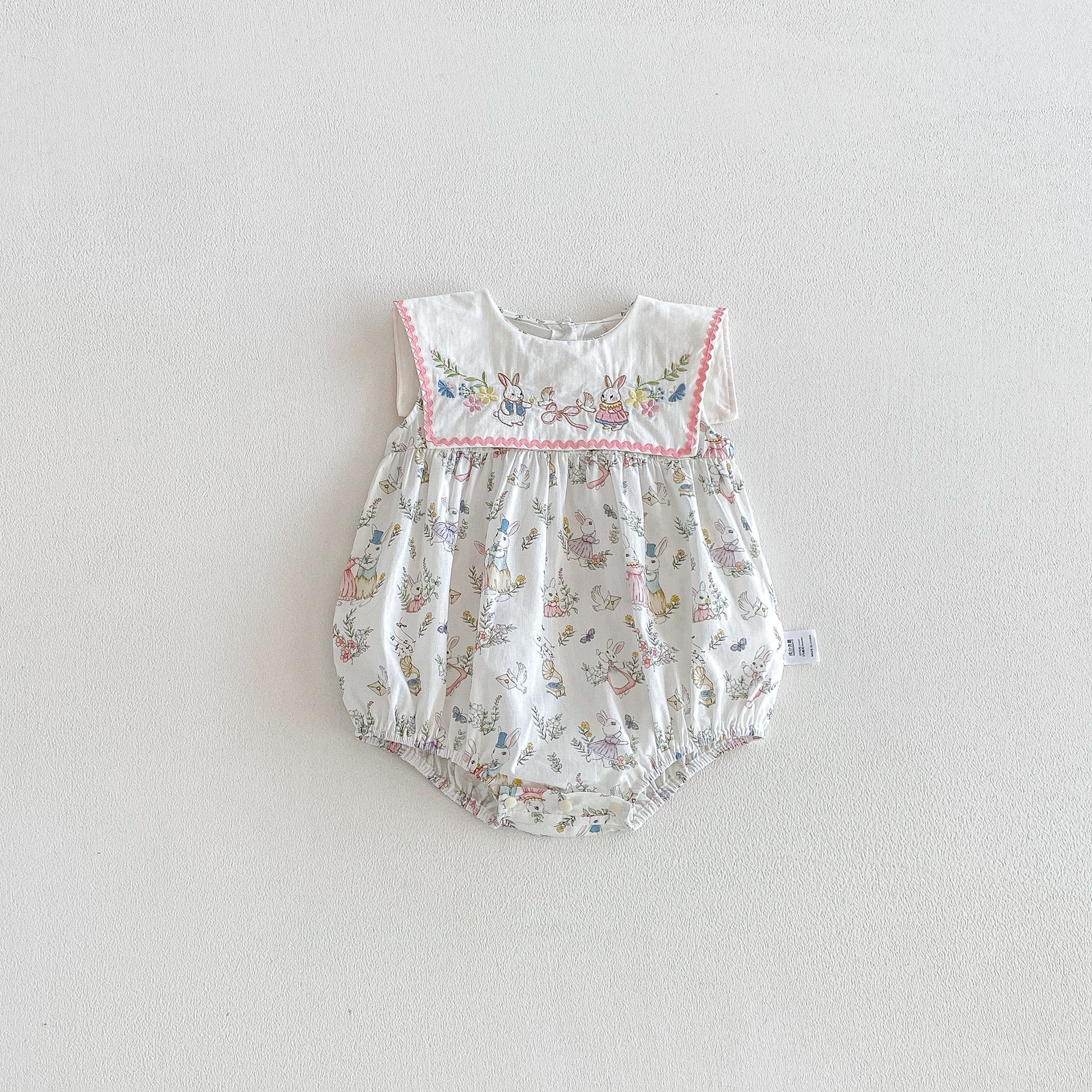 Design Summer Baby Kids Girls Sleeveless Rabbits and Floral Pattern Bodysuit, MyKids-USA®, Bodysuits, MyKids-USA - Size/Age - 66 (3-6M) - Color - Beige -  -  - TR2605132340-A.