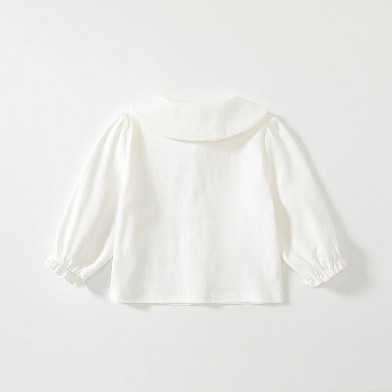 Autumn Hot Selling Baby Kids Girls Long Sleeves Plain Single Breasted Shirt with Embroidered Collar, MyKids-USA®, Shirts, MyKids-USA -  -  -  -  -  -  - 