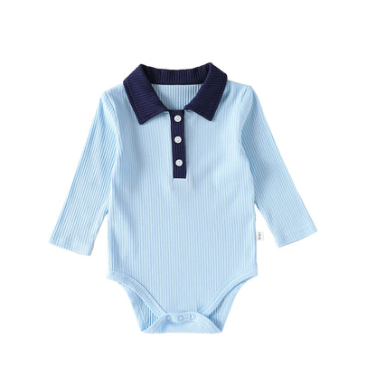 Autumn Arrival Baby Boy Long Sleeves Casual Onesies with Turn-down Collar, MyKids-USA®, Bodysuits, MyKids-USA - Size/Age - 66 (3-6M) - Color - Blue -  -  - TR2508282316-B