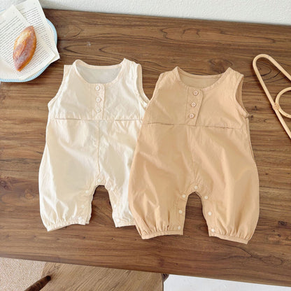 Summer Baby Kids Casual Solid Color Sleeveless Top T-shirt with Sleeveless Rompers Clothing Set for Boys, MyKids-USA®, Baby & Toddler Outfits, MyKids-USA -  -  -  -  -  -  - 