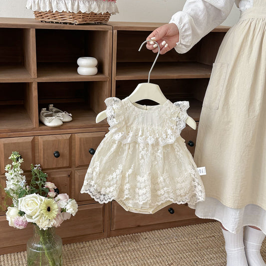 Arrival Summer Baby Kids Girls Fly Sleeves Floral Pattern Tulle Decorated Bodysuit, MyKids-USA®, Bodysuits, MyKids-USA -  -  -  -  -  -  - .