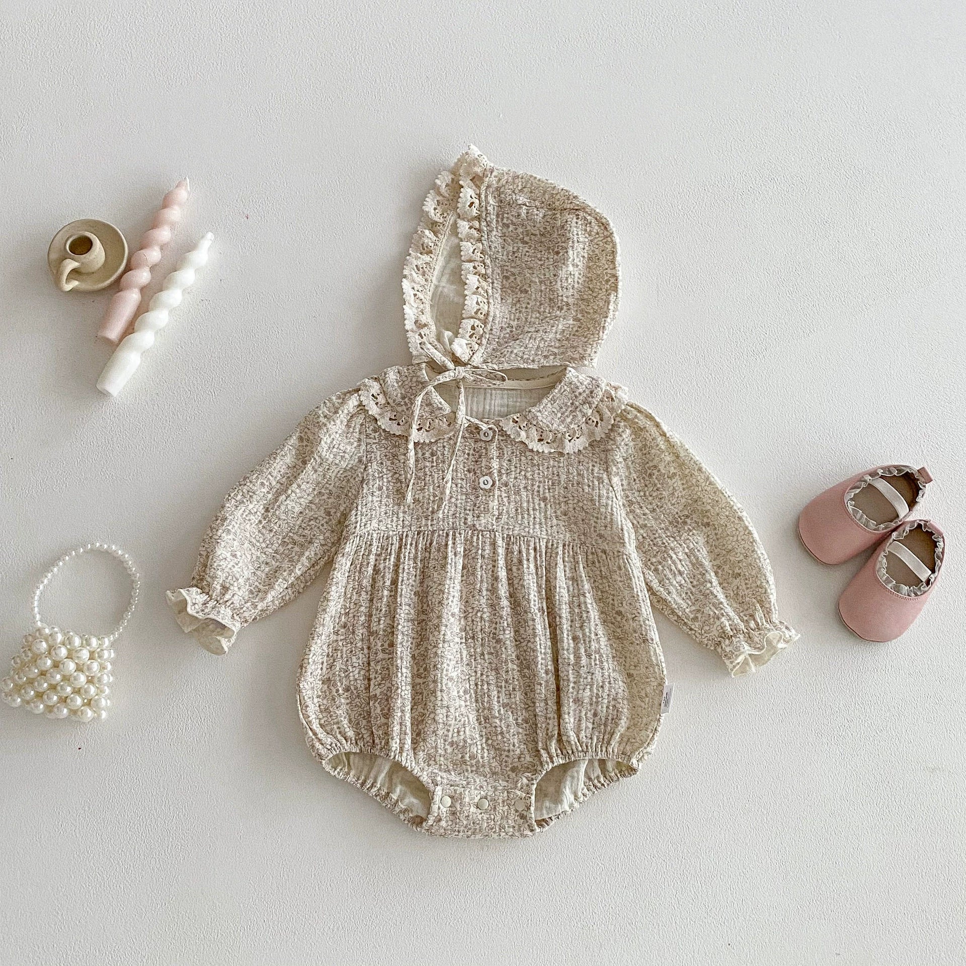 Autumn Arrival Baby Girls Long Sleeves Floral Pattern Onesies with Hat, MyKids-USA®, Baby & Toddler Dresses, MyKids-USA -  -  -  -  -  -  - 