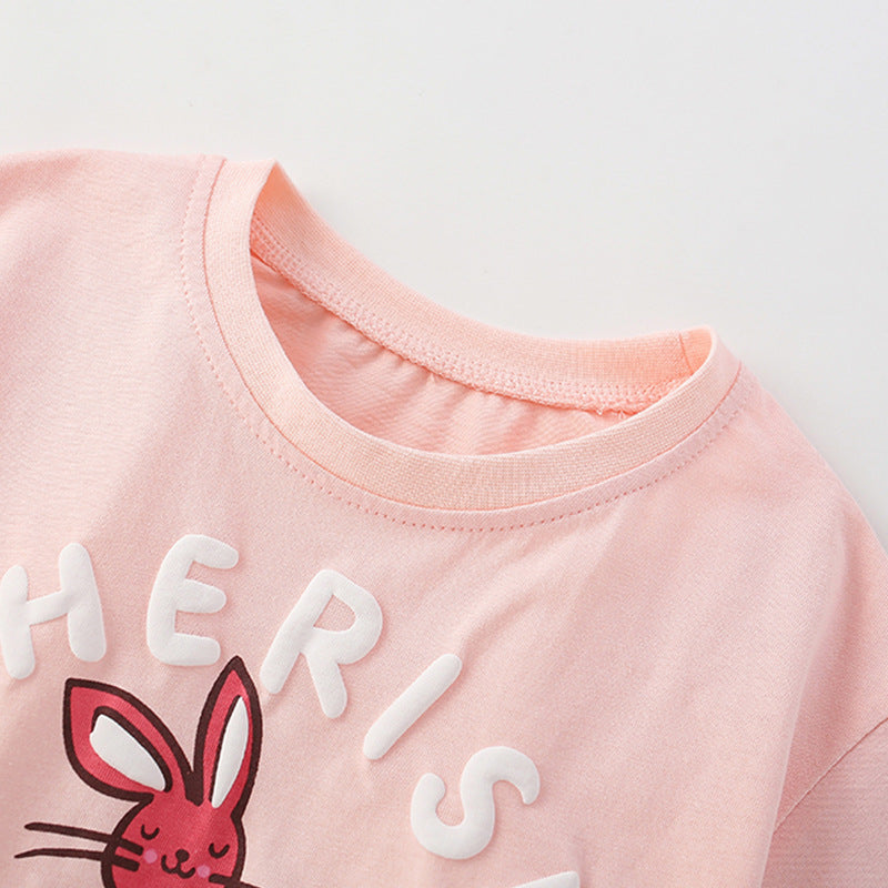 Summer Baby Kids Cartoon and Letters Pattern T-shirt and Floral Shorts Clothing Set for Girls, MyKids-USA®, Baby & Toddler Outfits, MyKids-USA -  -  -  -  -  -  - 