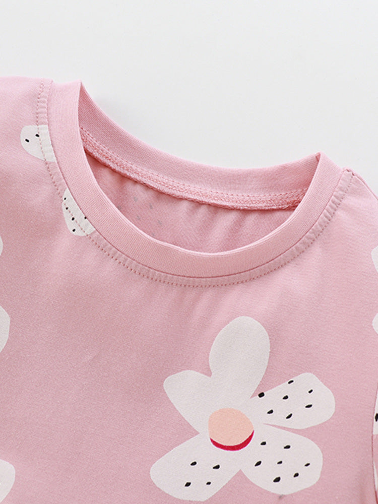 Spring And Summer Baby Girls Short Sleeves Floral Pink Dress, MyKids-USA®, Baby & Toddler Dresses, MyKids-USA -  -  -  -  -  -  - 